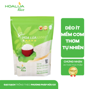GẠO HOA LÚA XANH - DẺO ÍT, MỀM CƠM, THƠM TỰ NHIÊN (Túi 2Kg/ Túi 5Kg)
